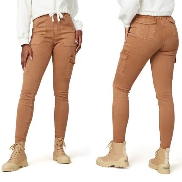 Spanx Stretch Twill Ankle Cargo Pants In Honey Glow Size Medium Petite $128 NWT - Picture 2 of 12
